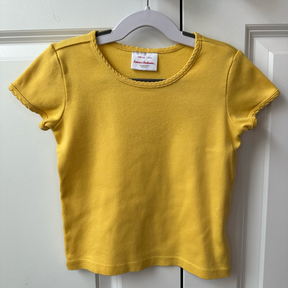 Hanna Andersson Girls Short Sleeve Pima Cotton Tee Yellow (Size 100/4)